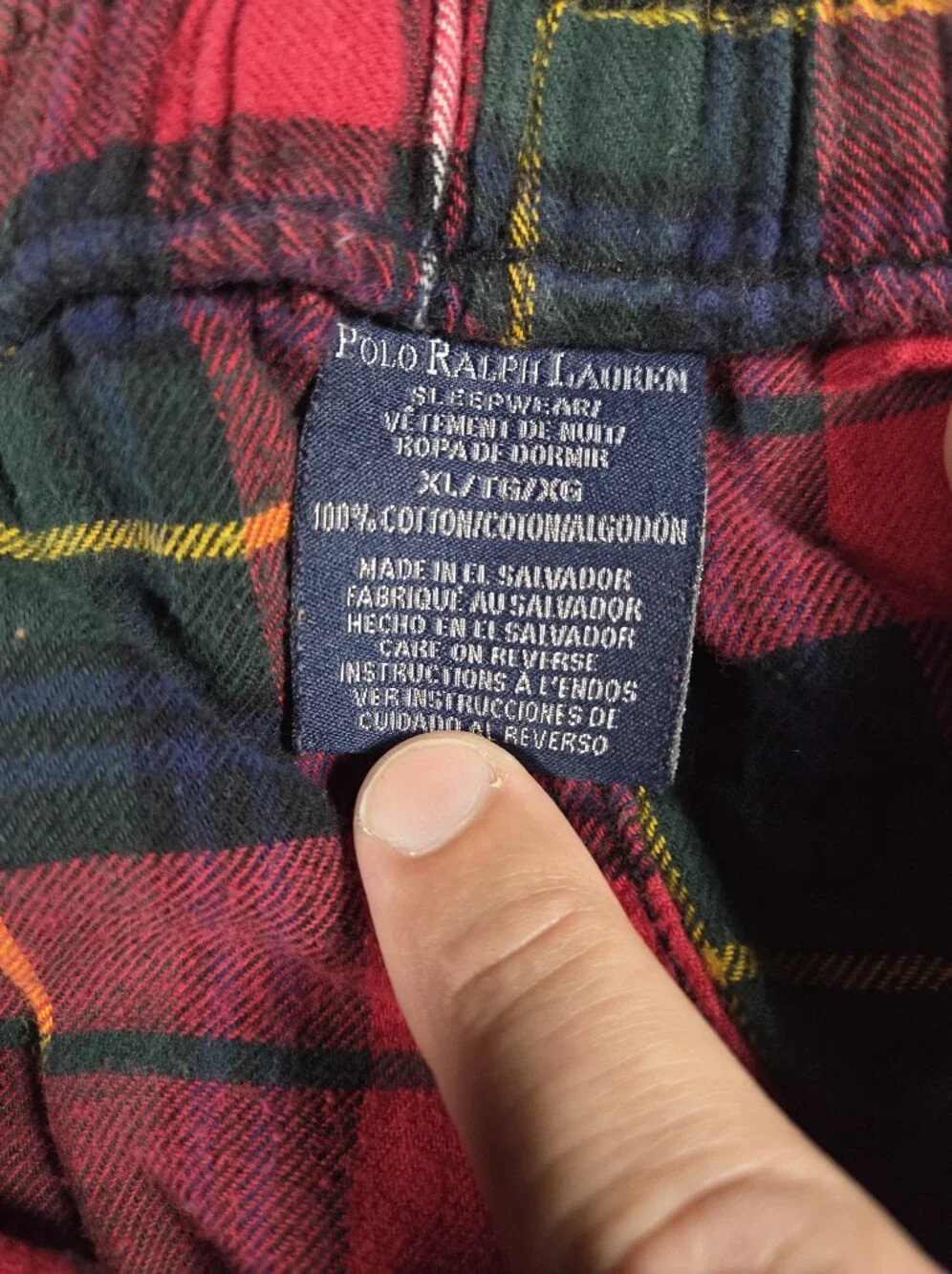 Polo by Ralph Lauren Red and Green Plaid Pajamas XL